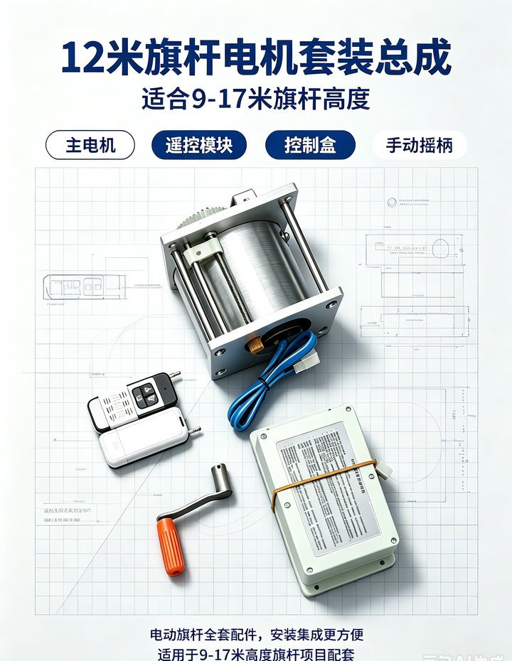 同创旗杆12-17米中高杆旗杆电机实拍
