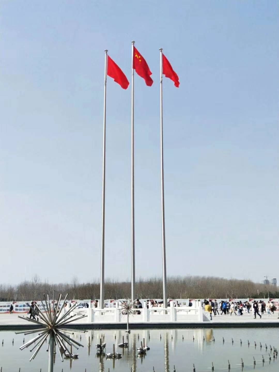 同创旗杆广场三杆旗杆汉白玉旗台实拍